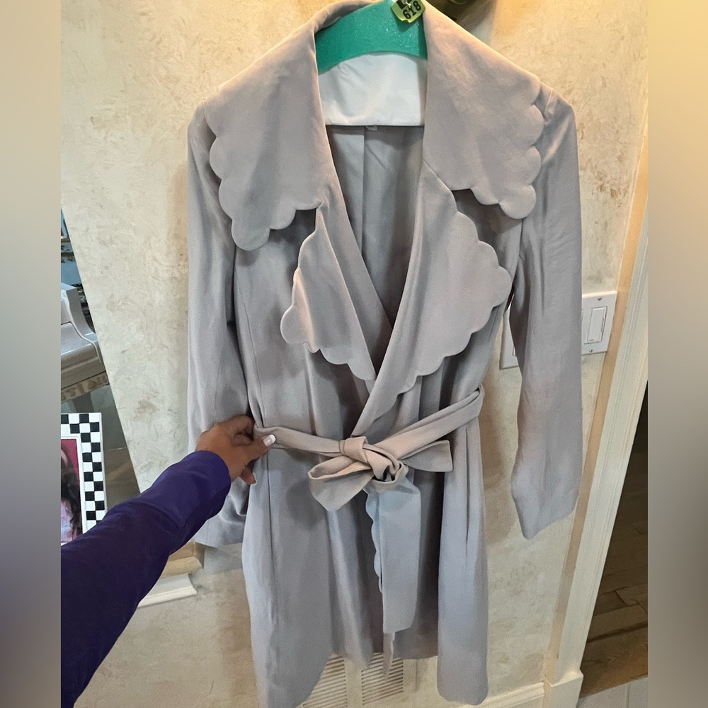 Club Monaco - light gray scallop belted coat